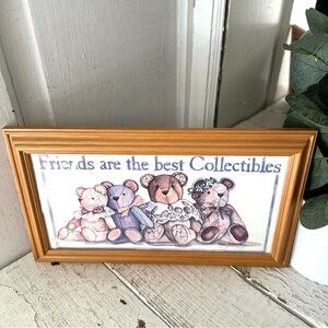 Vintage Friends are the Best Collectibles Teddy Bear Framed Wall Art 1991 Fiji